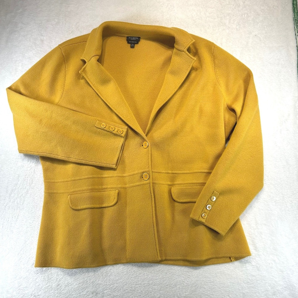 Talbots Merino Wool Mustard Knit Blazer 2XP Quiet Luxury Coastal Grandmother